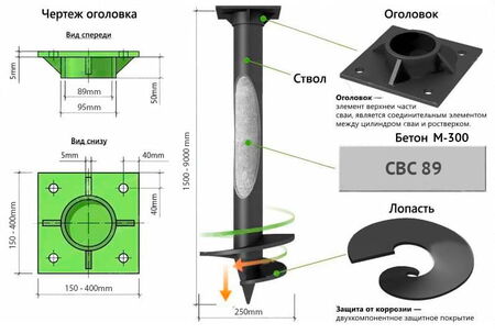 Винтовые сваи 89 мм в Раменском